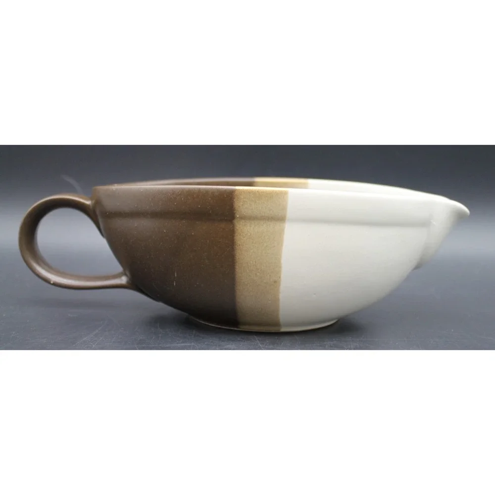 McCoy Pottery Gravy Boat Brown Tan Glaze Stripe Vintage USA